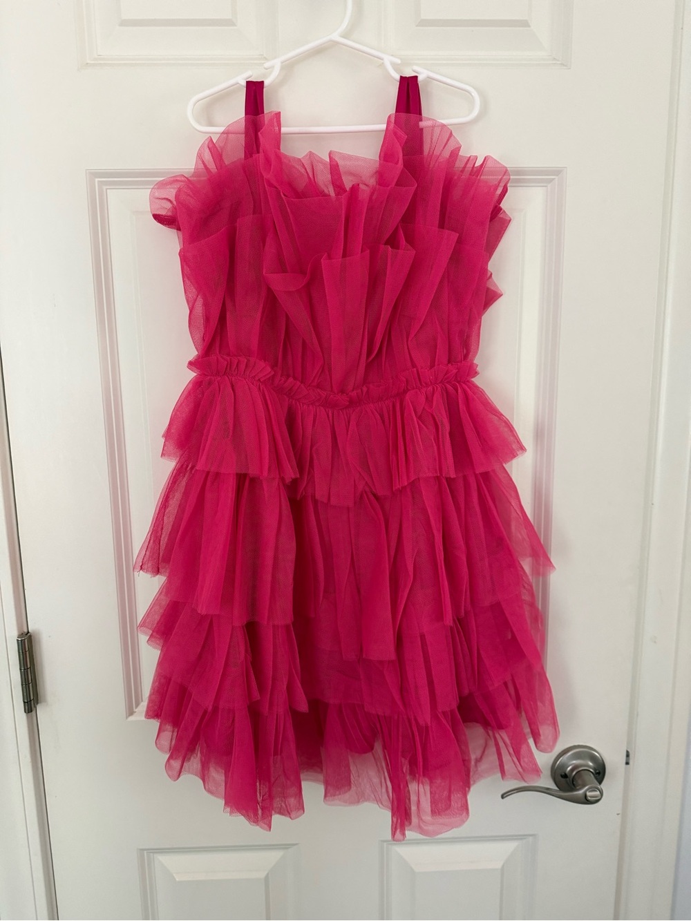 Storia Hot Pink Ruffled Tulle Dress